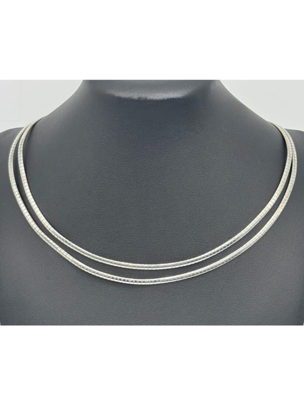 Vintage Double-Strand Omega Chain Necklace in Silver Tone Unsigned, No Hallmarks